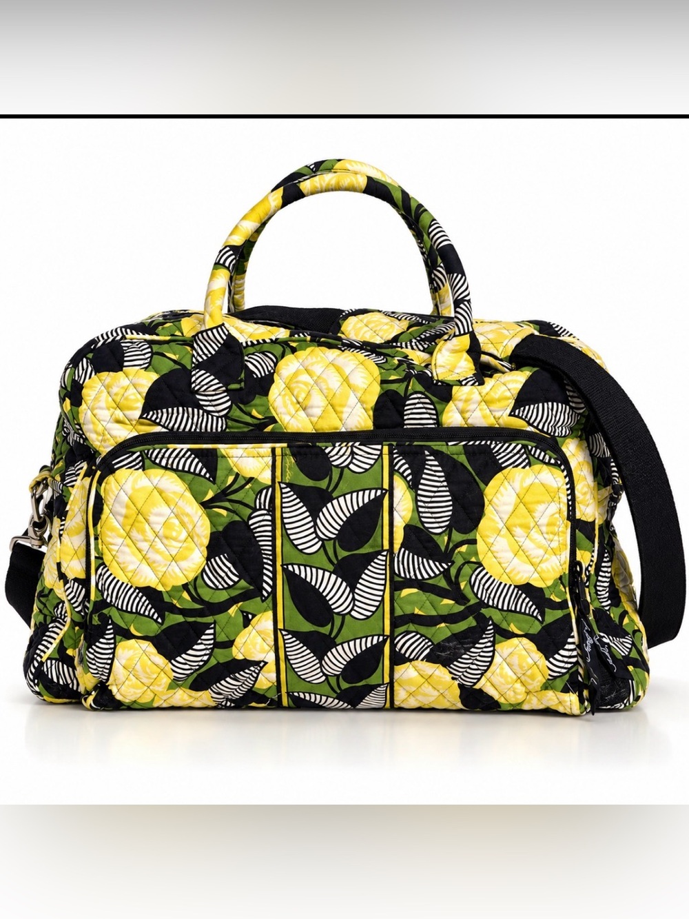 Vera Bradley Quilted Floral Travel Duffel Bag in Yellow & Green